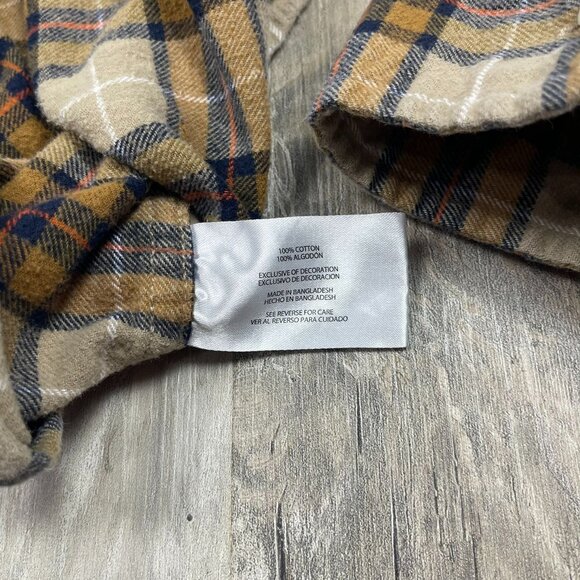 Eddie Bauer Mens Bristol Flannel Shirt Medium Brown Long Sleeve Plaid - Picture 6 of 7